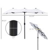 Double-sided Patio Umbrella 9.5' Large Outdoor Market Umbrella with Push Button Tilt and Crank, 3 Air Vents and 12 Ribs, for Garden, Deck, Pool, White - 3 of 4