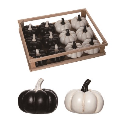 Transpac Resin 10.25 in. Multicolor Halloween Pumpkin Table Decor In Crate Set of 12