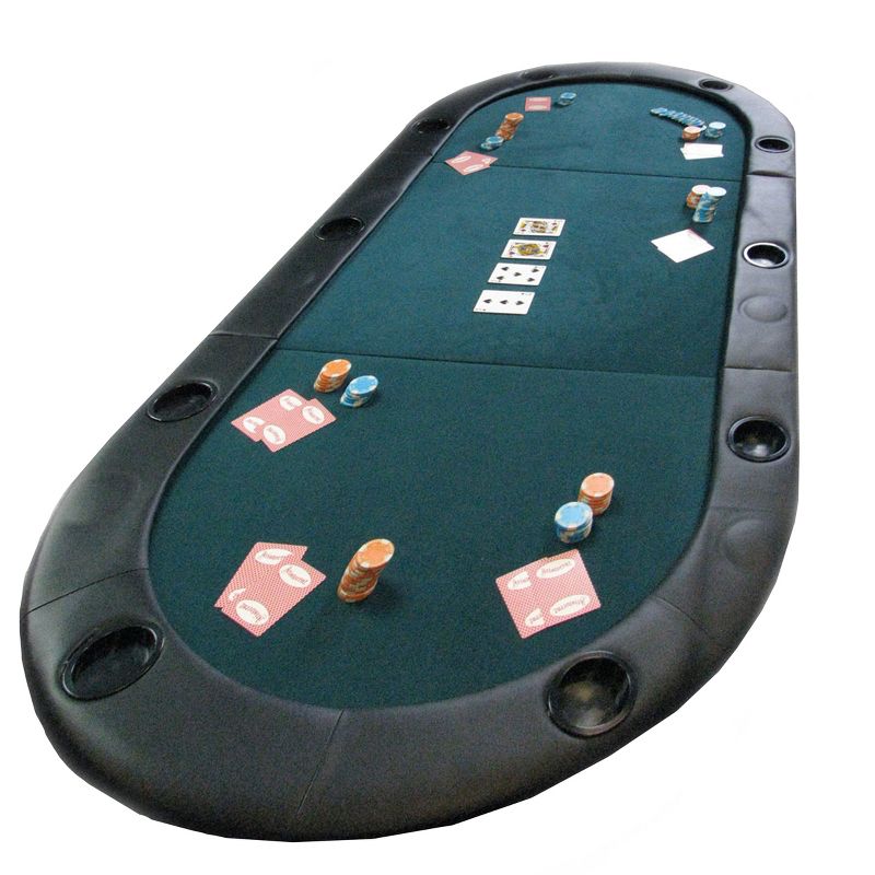 Trademark Poker Texas Hold'em Water-Resistant Folding Tabletop With Cup Holders and Padded Edges - Seats up to 10 People, 5 of 6