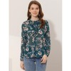 Allegra K Women's Floral Long Sleeve Retro Ruffled Button Down Top - 2 of 4