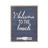 Wood Sign Welcome To The Beach Wall Decor Blue - Olivia & May: Farmhouse Style, Carved Art, Vertical Display - 2 of 4