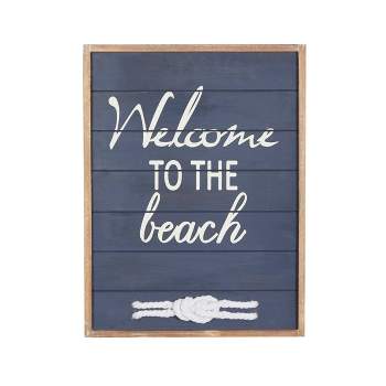Wood Sign Welcome To The Beach Wall Decor Blue - Olivia & May