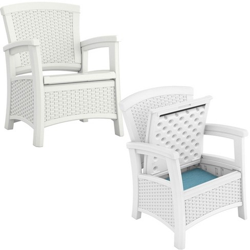 Suncast Elements Resin Wicker Design Club Chair With Storage