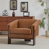 Lirago,Mid-Century Modern Accent Chair with Brown PU Leather-Deep Cushions, Wide Armrests & Solid Wood Frame - 3 of 4
