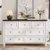 Angel Sar 54" Farmhouse Dresser for Bedroom, Antique 7 Drawer Dresser, Rustic Chest of Drawers, White Dresser with Barn Design & Thickened Tabletop - 2 of 4