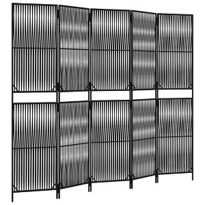 vidaXL Room Divider 5 Panels Black Poly Rattan - 1 of 1