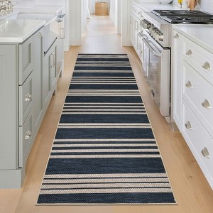 Washable Easy Jute Rug Modern Striped Living Room Rug with Non-Slip Backing, Non Shedding Neutral Floor Mats - 1 of 4