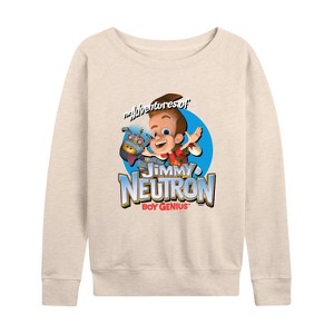 Women's - Jimmy Neutron - Boy Genius Lightweight French Terry Wide Neck Long Sleeve Shirt - 1 of 4
