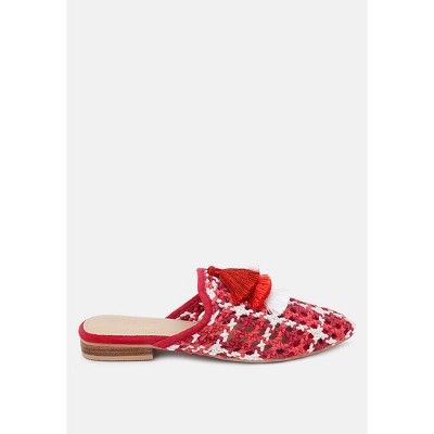 Mariana Woven Flat Mules With Tassels