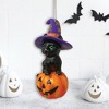 Black Cat on Pumpkin Spooky Glass Christmas Ornament, Witch Hat Halloween Theme| OrnamentallyYou - 4 of 4