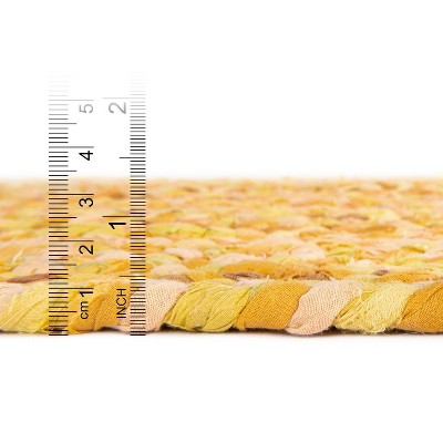 Handmade Oval Yellow and Orange Cotton Braided Rug 8' x 10'