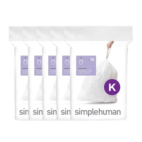 simplehuman Custom Fit Bin Liner Refill Pack Code K, 3 X Pack Of