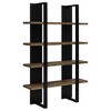 TOAOTBNBO 4-Tier Industrial Bookshelf, Open Bookcase with Large Storage Cabinet, Display Book Shelf for Living Room, Black - 2 of 4