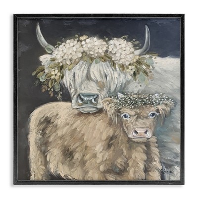 Stupell Industries Highland Cattle with Flower Garlands, 24" x 24"