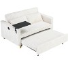 TiramisuBest Beige Corduroy Sofa: Dual-Function Pull-out & Push-in Design, Comes with Movable Tabletop and USB Ports, for Living Rooms and Bedrooms! - 3 of 4