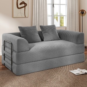 GYIIYUO 70" Convertible Sofa Bed with Pillows, Corduroy Folding Sleeper Sofa, No Assembly Required - 1 of 4