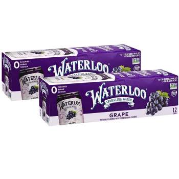 Waterloo Grape Sparkling Water - Case of 2/12 pack, 12 oz