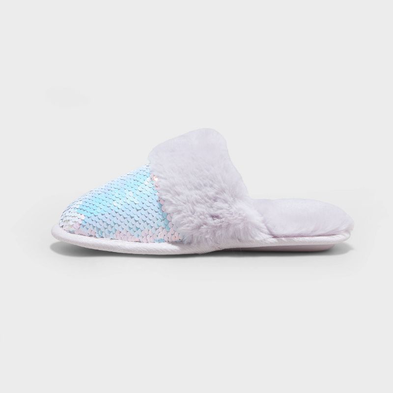 Girls' Zoie Flip Sequin Scuff Slippers - art class™ Blue, 3 of 6