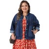 Women's Plus Size Collar Long Sleeve Button Down Washed Vintage Western Outfit Casual Denim Jacket with Pockets - Agnes Orinda - 4 of 4