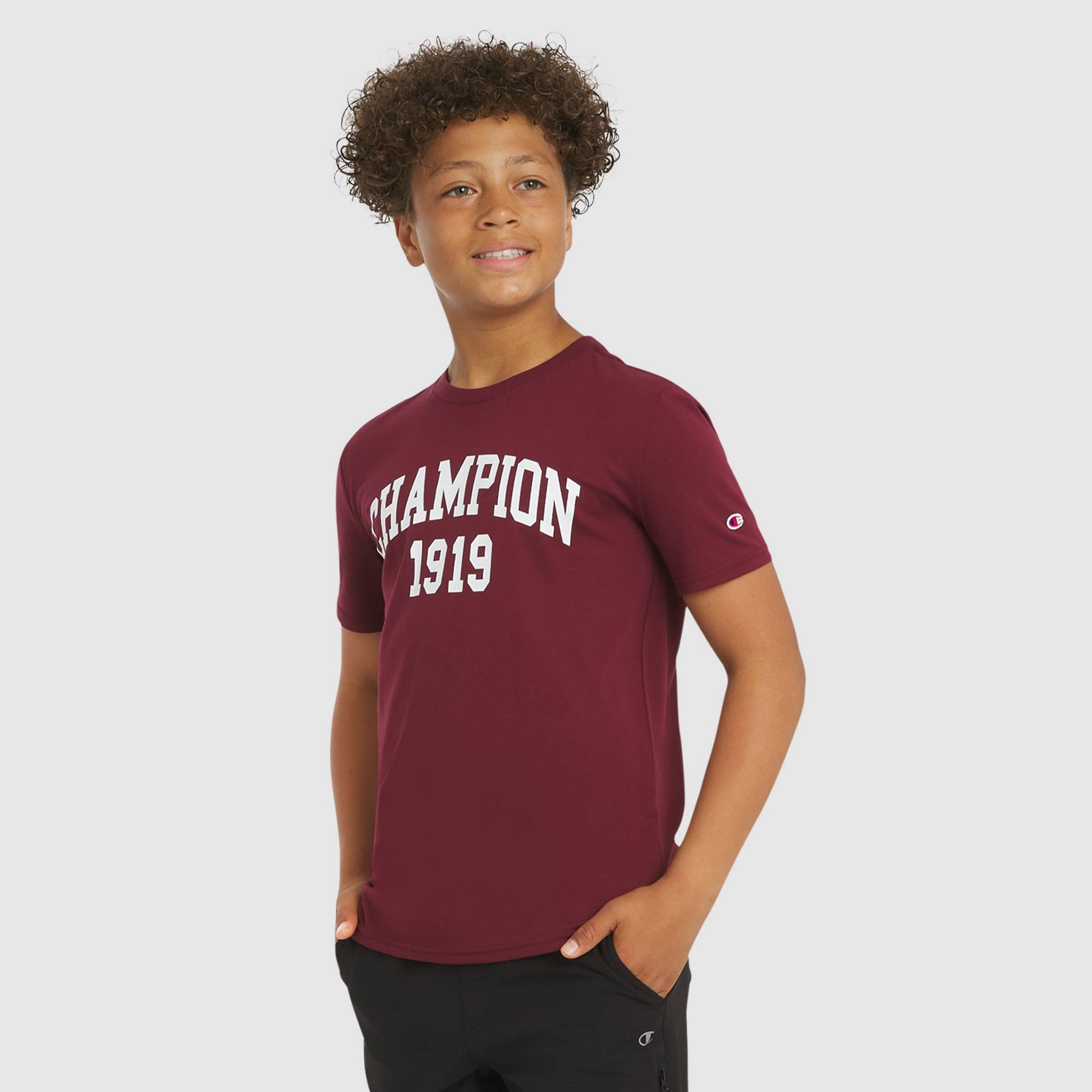 Champion Boys' Oversized Graphic T-Shirt - Wine Red M