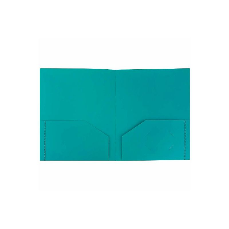 JAM Paper Heavy Duty Plastic Two-Pocket School Folders Teal Blue 108/Pack OX57401B, 2 of 6
