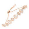Haus of Brilliance Rose Plated Silver Diamond Heart-Linked Bolo Bracelet - 3 of 4