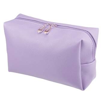Unique Bargains PU Leather Waterproof Makeup Bag Cosmetic Case Makeup Bag for Women S Size Purple 1 Pcs