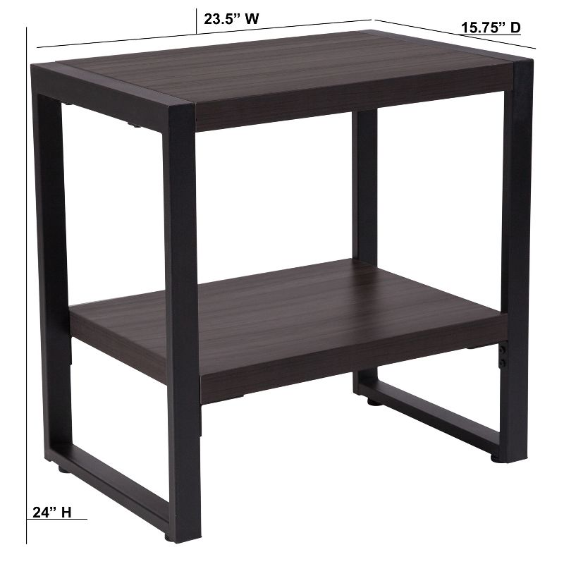 Flash Furniture Thompson Collection Charcoal Wood Grain Finish End Table with Black Metal Frame, 2 of 3