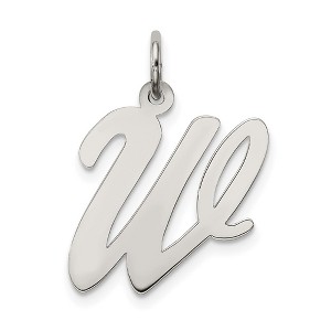 Black Bow Jewelry Sterling Silver Madison Collection LG Classic Script Initial W Pendant - 1 of 4