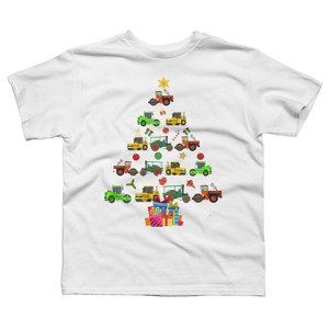 Boy's Design By Humans Christmas Tractor Tree Gift Farmer Shirts Funny Tractor Xmas By VitMon T-Shirt - 1 of 3