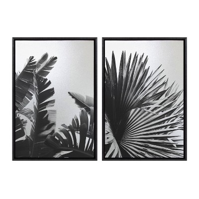 Kate & Laurel All Things Decor (Set of 2) 23"x33" Sylvie Tropical Palms No. 2 and No. 8 Framed Metallic Canvas Wall Art by Alicia Bock