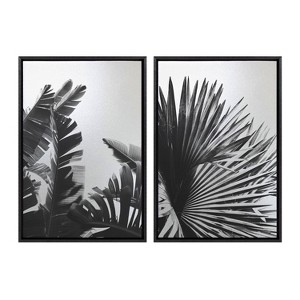 Kate & Laurel All Things Decor (Set of 2) 23"x33" Sylvie Tropical Palms No. 2 and No. 8 Framed Metallic Canvas Wall Art by Alicia Bock - 1 of 4