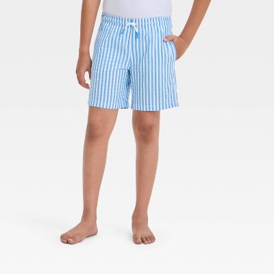 Boys' Striped Seersucker Swim Shorts - Cat & Jack™ Blue