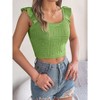 Women's 2025 Summer Tank Tops Square Neck Ruffle Strap Sleeveless Cropped Ribbed Knit Shirts - 4 of 4