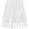 Y2K Low Rise Lace Mini Skirt - Layered Ruffle Half Slip Skirt with Pleated Detail A White - 2 of 4