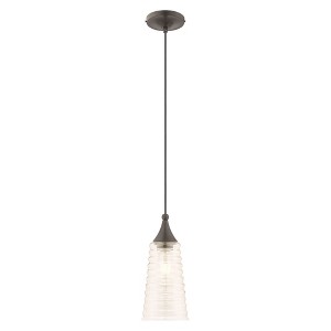 Livex Lighting Art Glass 1 - Light Pendant in  English Bronze - 1 of 2