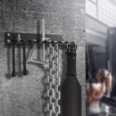 Black Steel Wall Mounted 9 Prong Gym Accessory Rack