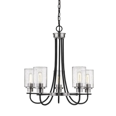 Clifton Matte Black and Brushed Nickel 5-Light Chandelier