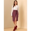 Allegra K Women's Vintage Button Decor Belted Split Front Knee Length Pencil Skirt - 2 of 4