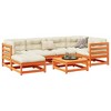 vidaXL Patio Sofa Set - 7 Piece Modular Outdoor Furniture in Wax Brown Pine Wood with Cream Cushions - Garden/Patio Seating Arrangement - 2 of 4