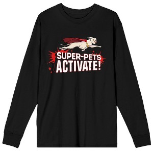 DC Legion of Super Pets Krypto Men's Black Long Sleeve Shirt - 1 of 3