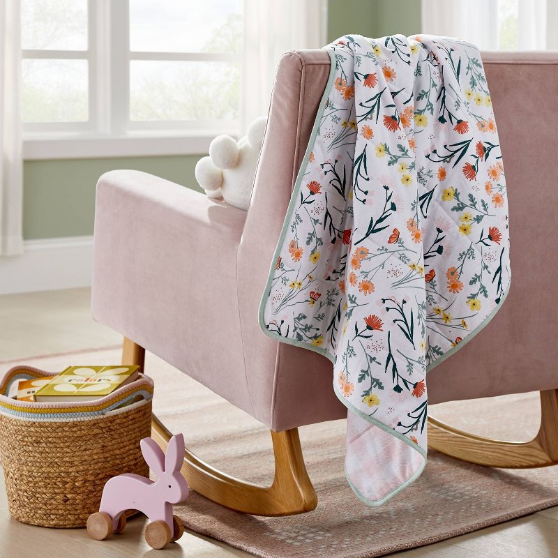 Jersey Knit Reversible Blanket - Cloud Island&#8482; Garden Floral, 3 of 8