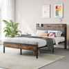 GDFStudio Lyra Modern Metal and Wooden Platform Bed Frame with Storage Headboard and Charging Station - 2 of 4