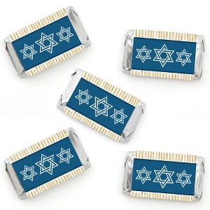 Big Dot of Happiness Happy Hanukkah - Mini Candy Bar Wrapper Stickers - Chanukah Small Favors - 40 Count - 1 of 4