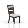Ladder Back Side Chair Set of 2, Caramel Finish with Taupe Upholstered Seat, Rustic Farmhouse Dining Chairs - 3 of 4