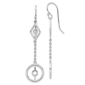 Black Bow Jewelry Long Geometric Chain Dangle Earrings in Sterling Silver - 1 of 4