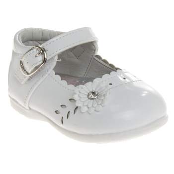 Josmo Baby Girls' Mary Jane Flats with Flower Detail: Non-Slip Sole Wedding Flower Girls' Shoes (Infants/Toddler Sizes)