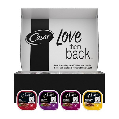 Cesar Classic Loaf in Sauce Variety Pack Egg, Steak and Beef Flavor Wet Dog Food - 211.64oz/60ct