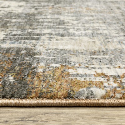 Hayden Gray and Rust Abstract Synthetic 3'3" x 5' Area Rug