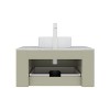 FAMYYT 30 in. Single Sink Floating Curved Edge Natural Bath Vanity with White Marble Top (Assembled), Green - 4 of 4